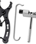 3 In 1 Bike Chain Tool Kit With Master Link Pliers Chain Drift Tool And Chain Hook All In One Chain Breaker Set For Quick Chain Removal Repair And Maintenance On Mountain And Road Bikes Ride Ready with black pliers, metal chain drift tool, and silver chain hook.