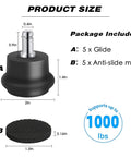 Game Changing Office Chair Bell Glide Casters Set Of Five Heavy Duty Fixed Feet Wheels Up To 1000 Pounds product size image with dimensions.