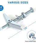 Beefy Heavy Duty Drywall Anchors Kit With One Eighth Inch Toggle Bolts, Metal Butterfly Anchors for Ceiling and Hollow Walls