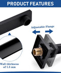 Matte Black Brass S Shaped Shower Arm And Flange 15 Inch Gooseneck Extension features with adjustable square flange