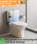 Bathroom with toilet showing 2 Inch Dual Flush Valve Replacement Kit For Two Piece Toilets With Push Button Fill Valve Gasket And Bolts Easy Install No Fuss Universal Repair Compatible With Glacier Bay Kohler American Standard And Toto.