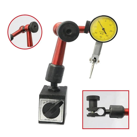 Dial Indicator With Magnetic Stand Base And Bore Gauge Pro Grade Precision Tool For Machining And Inspection Mega Accurate Readouts Micrometer Style Indicator For Metrology And Quality Control, yellow dial face