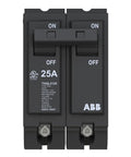 Q Line THQL2125 25 Amp Double Pole Circuit Breaker 120 240 Volt Thermal Magnetic Plug On For Load Centers 10 kAIC Interrupt Rating Durable Heat Resistant Housing Safe For Residential And Commercial Power Protection For Home And Biz, front view