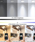Brightness and color temperature settings of Plug-And-Play 2 Inch Smart Recessed LED Downlight Kit With WiFi Control