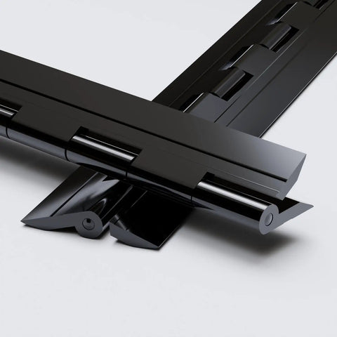 Black Acrylic Piano Hinges 300 Millimeter 3 Pack Heavy Duty Continuous Full Length Hinges Knockout Quality Polycarbonate Hardware close-up view
