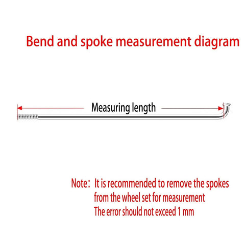 Bend and spoke measurement diagram for Set Of 20 4Mm Diameter 8G Spokes With Nipples For Electric Vehicles Beefed Up Heavy Duty Rust Resistant Steel Spokes.
