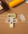 Beefy Iron Sofa Position Buckles For Heavy Duty Couch Connection with paint roller and brush on wooden surface