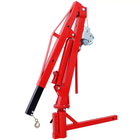 Heavy Duty Hydraulic Jib Crane With Hitch Mount Lift For Pickup Trucks And Pwc Boats Features Rock Solid Steel Frame side view with adjustable boom