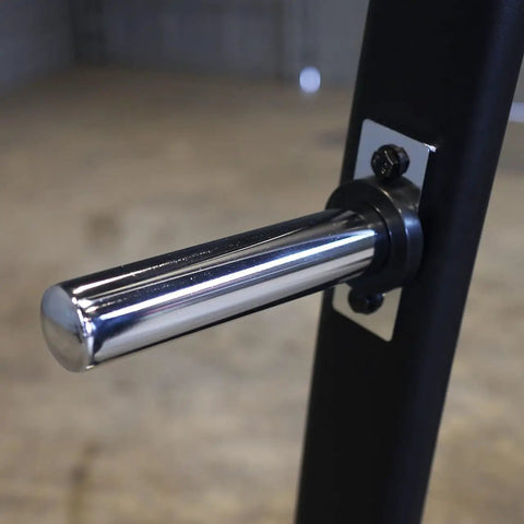 Close-up of the chrome bar component of the Pro Clubline Counter Balanced Smith Machine Featuring Heavy Duty Safety Stops.