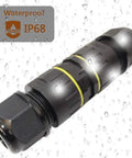 Outdoor IP68 Waterproof Junction Box 3 Way M25 Cable Connector For 6 to 11mm Wires with water droplets and IP68 label