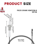 Ceramic Ignition Wire Assembly For Propane Patio Heaters Go-To Replacement Spark Plug Wire For Piezo Push Button Igniters shown with measurements.