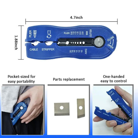 DIY Cable Stripping Kit For Electronics And Auto Repair, 10 To 20 AWG Wire Stripper And Round Cable Cutter details
