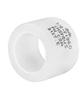 Close-up of a white expansion ring from Half Inch Pex A Tubing Bundle 200 Ft Red And Blue With Brass Expansion Fittings Elbow Tee Coupler Pack Of 30