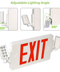 Red Exit Sign LED Emergency Light Kit 120-277V Universal Voltage Double Face With Two Adjustable Heads And Backup Battery