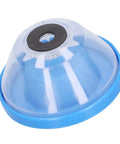 Super Handy Large Capacity Dust Collector for Electric Drills, bowl-shaped design with shockproof padding, clear plastic and blue trim.
