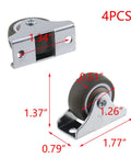 Slick Roll Mini Fixed Caster Wheels 1.26 Inch Ultra Thin, 4 pcs with dimensions, ideal for sliding furniture and easy installation.