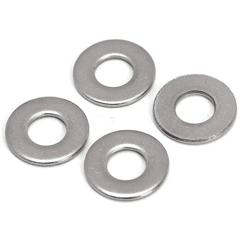 Four zinc carbon steel washers from All In One Wood Fastening Kit With One Quarter Twenty Threaded Inserts Tee Nuts Bolts And Washers