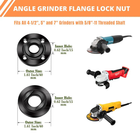 Angle grinder flange lock nuts and grinders. Grinder Wrench Set 5/8-11 Nuts Fits 4.5 5 7 Inch Grinders Makita DeWalt.