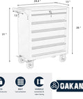 Heavy Duty 5 Drawer Metal Rolling Tool Chest With Wheels, Locking Storage Cabinet For Garage, Workshop, And Warehouse, Alloy Steel Construction Pro Grade With Powder Coated Finish, Mobile Toolbox, 24.4 x 13 x 31 in