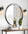 Set Of 2 Black Farmhouse Vanity Wall Lights With Seeded Glass Shades Sleek Modern Metal Sconce Fixtures For Bathroom