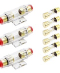 Inline AGU Fuse Holder Kit For 4 To 10 Gauge Wire With Six 100A AGU Fuses, Great For Car Audio, Alarm, Amplifier, Durable 3 Pack