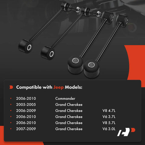 Set Of Four Front And Rear Sway Bar End Links Kit Stabilizer Bar Links For Jeep Grand Cherokee 2005 To 2010 And Commander 2006 To 2010