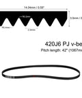 Diagram of 420J6 PJ V Ribbed Belt With 6 Ribs, 42 Inch Long, 0.55 Inch Wide, 0.14 Inch Thick