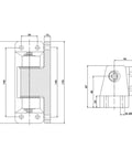 Rugged Aluminum Alloy Cold Storage Door Hinge YL-746 For Semi Embedded Install, One Piece, Built To Take A Beating Heavy Duty Industrial Grade Hardware, Durable Fridge And Freezer Door Pivot For Tough Kitchens Or Warehouses, technical drawing