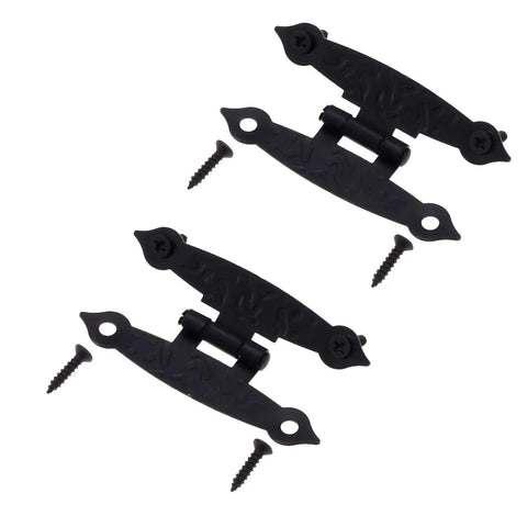 Old School Antique Bronze Decorative Hinge For Wooden Boxes And Cabinets 65x33mm with screws, black zinc alloy, 2 pack
