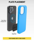 Premium Replacement Metal Plate Kit For Universal Magnetic Car Phone Mounts that Snaps Right On for thin cases placement guide.