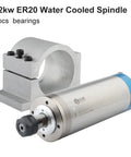 Heavy Duty Two Point Two Kilo Watt Water Cooled Cnc Router Spindle and aluminum mount for wood engraving.