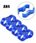 Top Tier 12 Piece Billet Aluminum Fuel Line Clamp Set With AN4 AN6 AN8 AN10 AN12 Hose Separators And Wire Kits For Serious Street Rides And Drag Racing Builds That Need Reliable Grip And Smooth Style. Blue AN4 billet aluminum fuel line clamp set, 12-piece hose separators