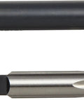 Close-up of drill bit and tap from Go-To Pro Grade High Speed Steel Drill Bit And Tap Set With Metal Case, Metric M2.5 To M12