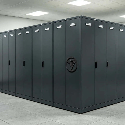 Smooth Tri Spoke Compact Shelving Handwheel In Stylish Black Plastic Crank Handle For Effortless Manual Drive And Easy Archive Rack Storage Access Without Strain on compact archive shelving