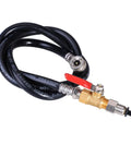 Brass 1/4 Inch NPT Air Compressor Valve Set, Heavy Duty Shutoff, Male To Female Pipe Fittings with black hose
