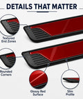 Ford Edge Door Sill Guards 4 Piece Set Glossy Red Peel And Stick Entry Trim Protectors detailing rounded corners and slim profile