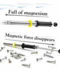 Magnetic Pickup Tool Wand With Release Handle For Nails Screws And Metal Scraps showing magnetism on screws.