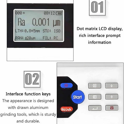 Rugged Metal Roughness Measuring Instrument Handheld Surfaces Roughness Tester With Thirteen Parameters 160 Micrometer Range And High Precision One Thousandth Micrometer For Accurate Roughness Detection, LCD controls