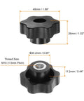 HARFINGTON black plastic star knob set, 4 pcs, 48mm head, M10 through-hole thread