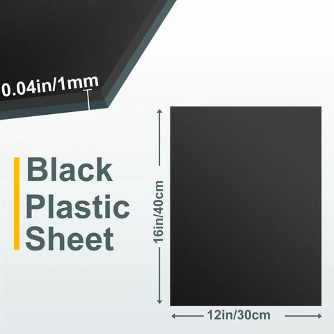 Four Pack Black Plastic Sheets 16 By 12 Inches Thick 0.04 Inch Flexible High Tensile Panels for DIY Projects Crafts Home Decor