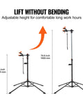 Heavy Duty Bike Repair Stand With Four Leg Base Adjustable 42.5 To 74.8 Inch Height foldable with magnetic tool tray