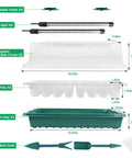 Seed Starter Tray With Grow Light Kit 80 Cells Humidity Dome 2 Pack Indoor Germination System Components Labeled And Measured