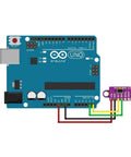 VL53L0X Time Of Flight ToF Laser Ranging Sensor Breakout Module connected to Arduino for robotics and prototyping.