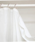 Plastic Roman Curtain Rings 48 Pack With Smooth Glide Hanging Hooks shown on curtain rod with white drapes