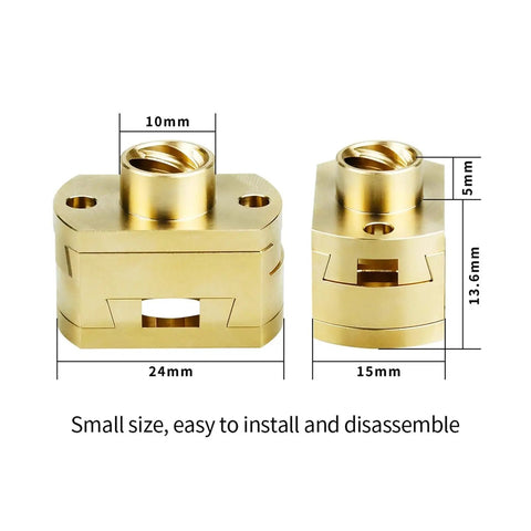 Smooth Upgrade For Your 3D Printer With These 2PC T8x8mm Oldham Couplings And Nuts For Ender3 Cr10 Z Axis Screws, 10mm gold metal coupler, 24x15mm
