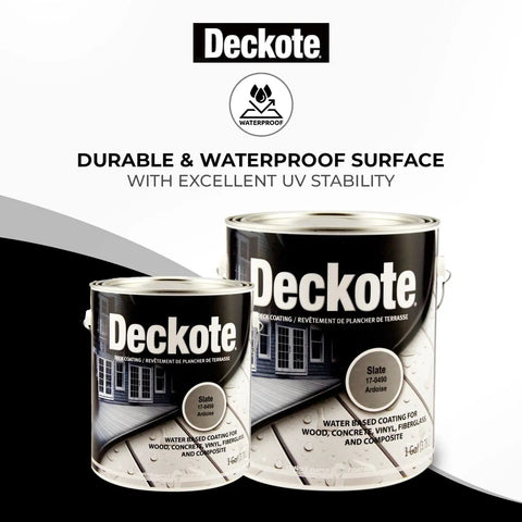 Driftwood Deck Coating 1 Gallon With UV Protection And Waterproof Sealant For Patios Stairs Porches Balconies, two cans displayed