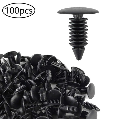 Badass Heavy Duty Auto Bumper Clips For Cars Trucks And Suv Road Ready 100 Piece Plastic Rivet Fasteners shown in black color.