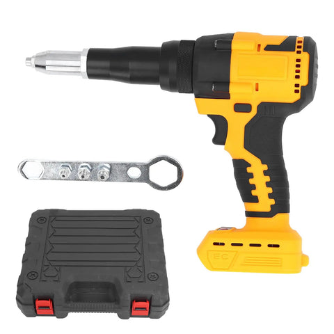 Heavy Duty Cordless Rivet Tool 20V Brushless Motor Slick Automatic Rivet Gun with bright LED light and wrench.