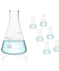 Sturdy Borosilicate 3 3 Glass Conical Flask Set With Printed Graduation 50 Milliliters Each Six Pack Great For Lab Experiments
