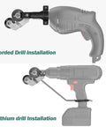 Pro Grade Drill Plate Cutter Attachment for Metal Sheets installed on corded and lithium drills